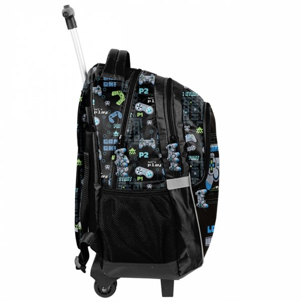 PLECAK NA KÓŁKACH SZKOLNY GAMEPAD GAMER GAMING DO 1 KLASY GRY KOMPLET 5w1