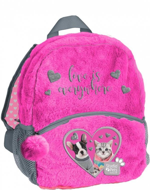 Plecak Przedszkolny Plecaczek Pluszowy z Kotkiem Pies dla Dziewczynki [PEU-305]