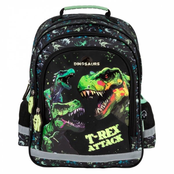 PLECAK DINOZAURY SZKOLNY DO 1 KLASY KOMPLET 5w1 TORNISTER TYRANOZAUR T-REX