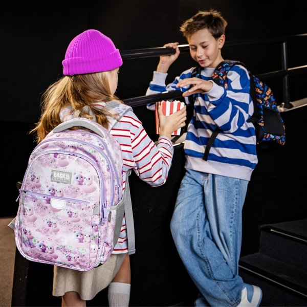 PLECAK BACKUP SZKOLNY KOMPLET 5 elem. MŁODZIEŻOWY PASTELOWE MISIE Z MISIEM