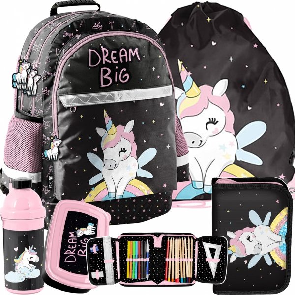 Komplet Plecak Jednorożec dla Dziewczynek Unicorn 5ele [PP23UI-116]