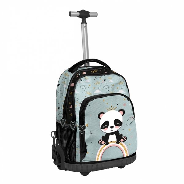 Panda Plecak na Kółkach z Misiem dla Dziewczynek Paso Szkolny z Wysuwaną Rączką