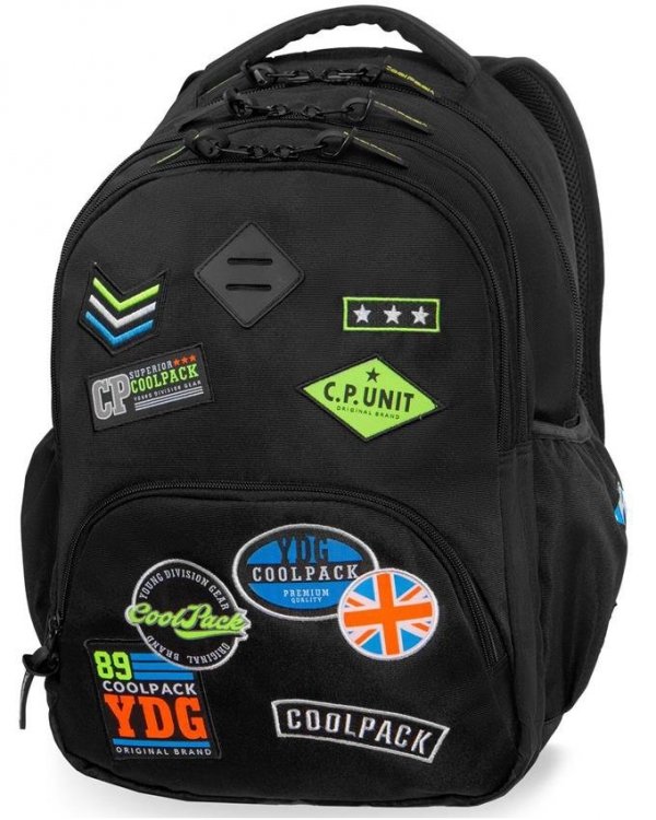 Czarny Plecak CP CoolPack z Naszywkami Młodzieżowy [B24055]