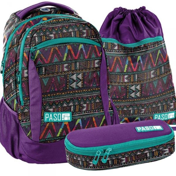 Plecak Młodzieżowy Szkolny Zestaw dla Dziewczyny Aztecki Wzór [18-2808CP]