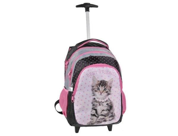 Plecak na Kółkach z Kotkiem Kot Kotek Szkolny dla Dziewczyny