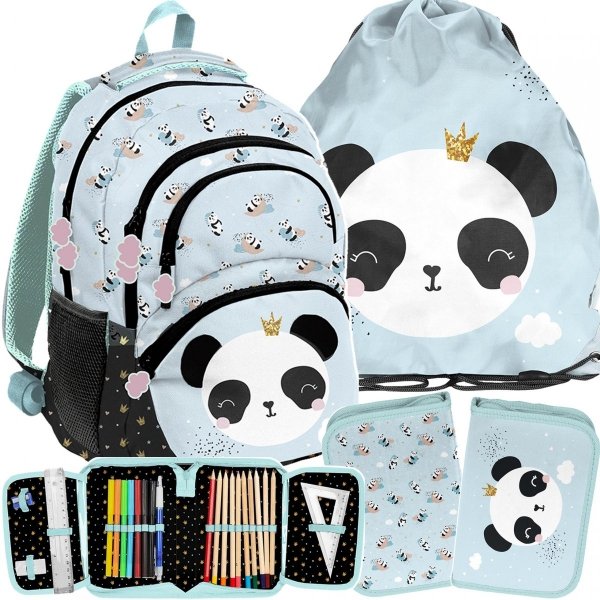 Panda Plecak Szkolny w zestawie dla Dziewczynek Paso [PP23PQ-2102]