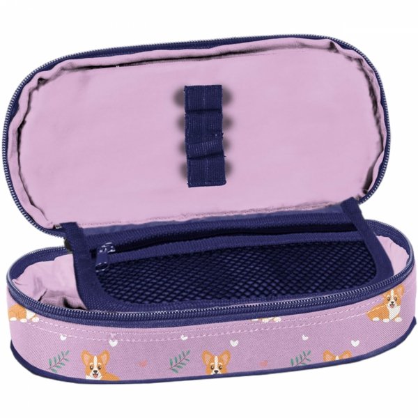 PIÓRNIK Z PIESKIEM SZKOLNY DLA DZIEWCZYNY OTWIERANY Z KLAPKĄ PIESEK DOG PASO