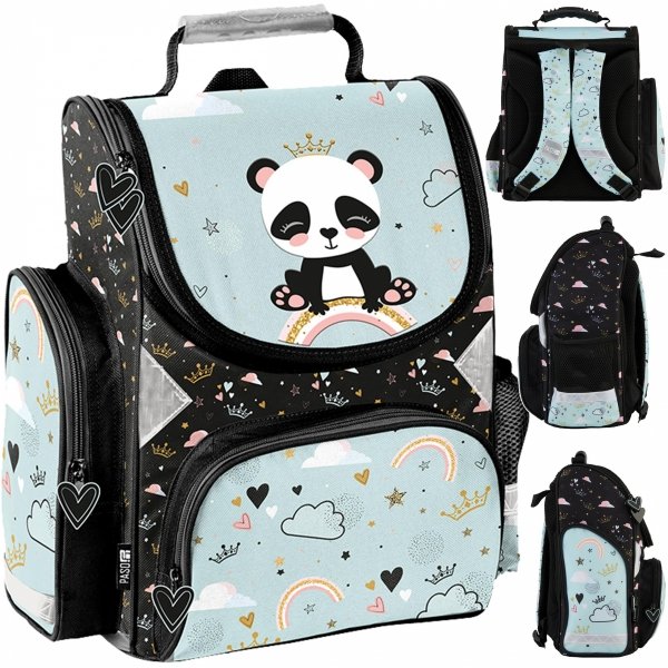 Tornister Szkolny Miś Panda dla Dziewczynek do Podstawówki Miętowy Paso