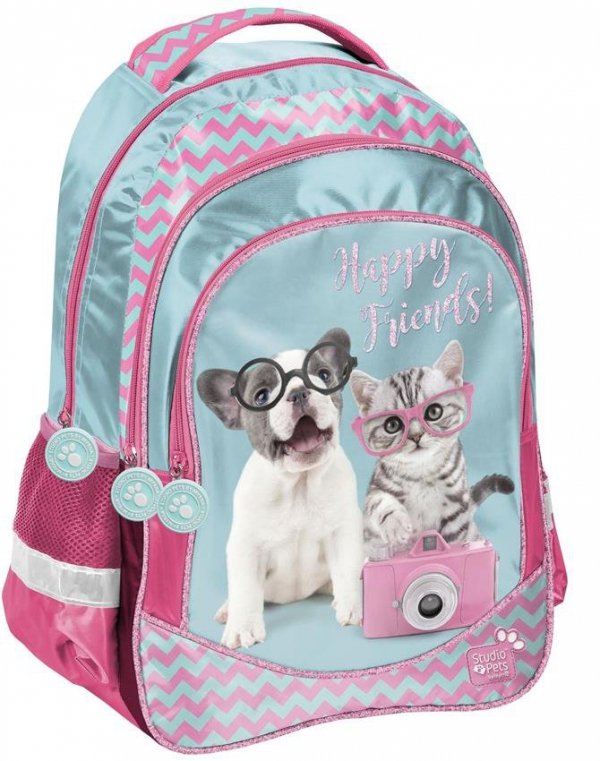 Plecak dla Dziewczyny Szkolny Zestaw Pies Kot [PTK-181]