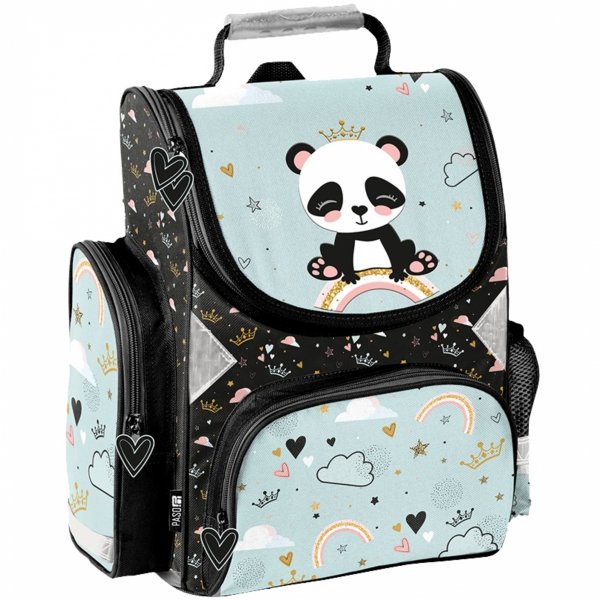 KOMPLET 5el TORNISTER SZKOLNY MIŚ PANDA DLA DZIEWCZYNKI DO 1 KLASY MIĘTOWY