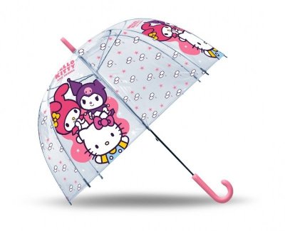 Kids Euroswan Parasolka przezroczysta manualna Hello Kitty