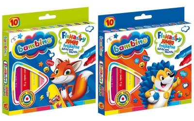 Flamastry 10kol Jumbo Bambino trójkątne standard MAJEWSKI p12, mix cena za 1 szt