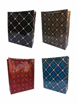 Torebka ozdobna prezentowa laminowana, kratka pikowana 027A 32x40x10cm p12, mix cena za 1 szt