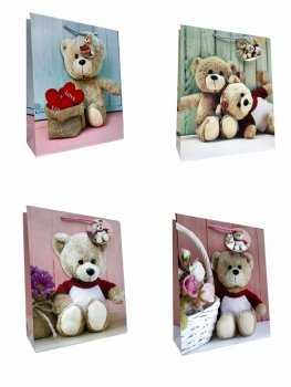 Torebka ozdobna prezentowa 4wz Misie JP 300C 18x23x11cm mix cena za 1 szt