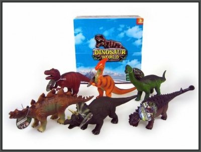 PROMO Dinozaur z dźwiękiem 6 wzorów 29-35cm. p6 HIPO cena za 1 sztukę