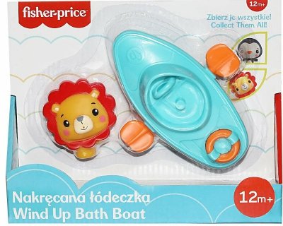 PROMO Fisher-Price Zabawka do kąpieli Nakręcana Łódeczka + Figurka Lew CFGMBT003A