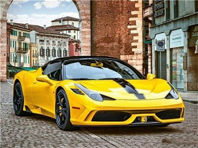 Diamentowa mozaika Auto sportowe żółte 30x40cm 1009212