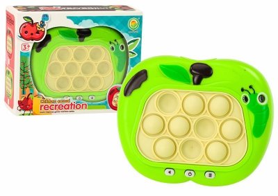 Gra sensoryczna, konsola Pop-It Jabłko, światło, dźwięk, zielona 18276