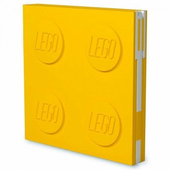 Kwadratowy notatnik LEGO z długopisem Żółty 52441