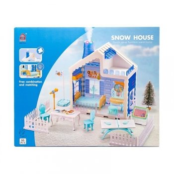 PROMO Domek dla lalek ze światłem i dymem Snow House 66el HC617374