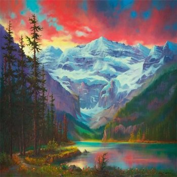 Diamentowa mozaika Zachód słońca w górach 30x40cm 1009192