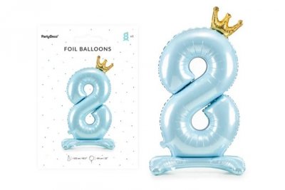 PARTYDECO Stojący balon foliowy cyfra 8 84cm błękit 68022