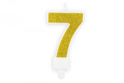 PARTYDECO Świeczka urodz.Cyferka 7 złoty7cm 48347