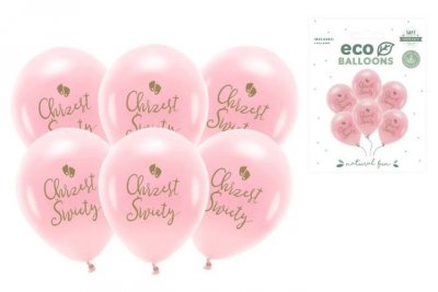 PARTYDECO Balony Eco 33cm Chrzest Św.rumiany róż A6 40922