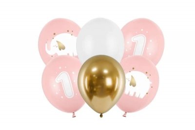 PARTYDECO Balony 30cm Roczek Baby pink A6 99231