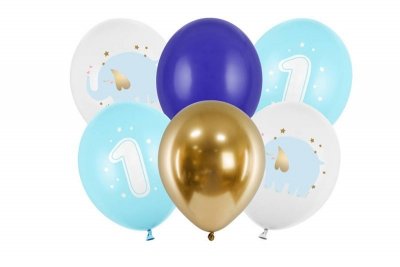 PARTYDECO Balony 30cm Roczek Pastel LightBlue A6 99224