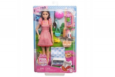 MATTEL Barbie lalka Paris Pink Passport+akces HWH99