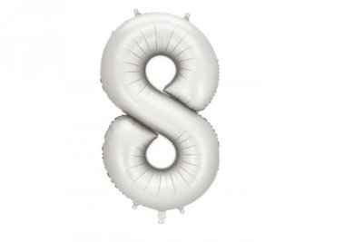 PARTYDECO Balon fol.Cyfra 8 86cm srebrny mat 82779