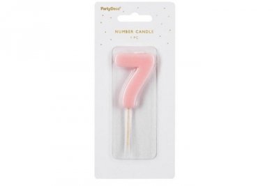 PARTYDECO Świeczka urodz.Cyferka 7 j.róż 5,5cm 38974