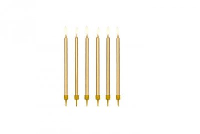 PARTYDECO Świeczki urodz.gładkie złoty125cm A12 48149