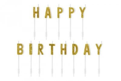 PARTYDECO Świeczki urodz.HappyBirthday złoty 25cm A13 05850
