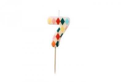 PARTYDECO Świeczka urodz.Cyfra 7 Romby 55cm mix 67325
