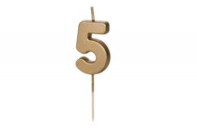 PARTYDECO Świeczka urodz.Cyferka 0 4,5cm złoty 32293