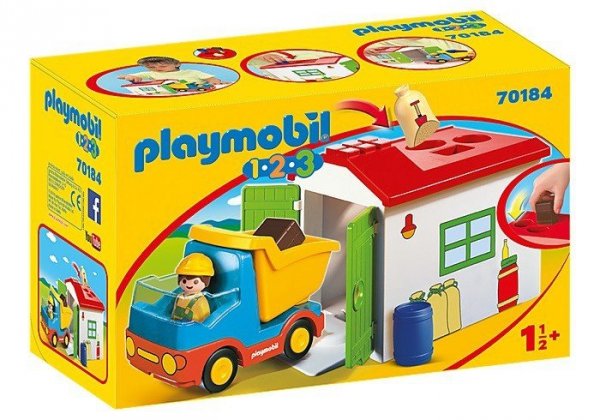 Playmobil Zestaw z figurkami 1.2.3 70184 Ciężarówka z garażem sorter