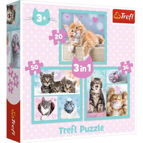 Trefl Puzzle 3w1 Słodkie zwierzaki