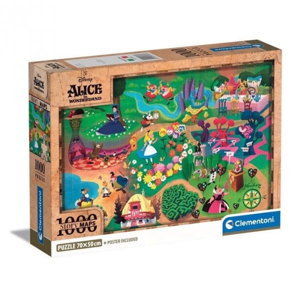 Clementoni Puzzle 1000 elementów Compact Disney Maps Alice