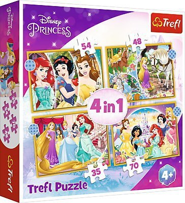 Puzzle 4w1 35,48,54,70el Szczęśliwy dzień. Księżniczki. Princess 34385 Trefl p8