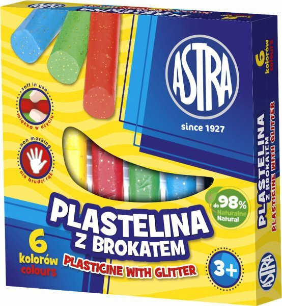 Plastelina 6kol brokatowa ASTRA