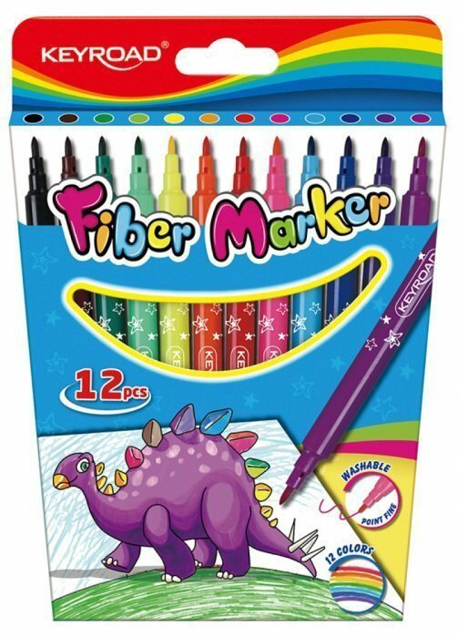 Flamastry KEYROAD Fiber Marker 12kol na zawieszce KR971587