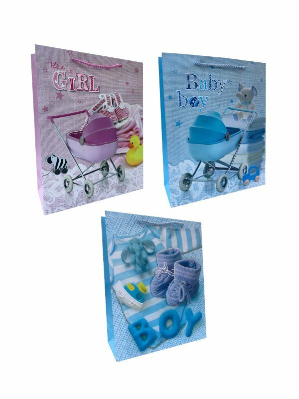 Torebka ozdobna prezentowa Baby Boy / Baby Girl 9869C 18x23x10cm p12, mix cena za 1 szt