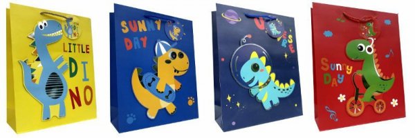 Torebka ozdobna prezentowa Dino 385C 18x23x12cm mix cena za 1 szt