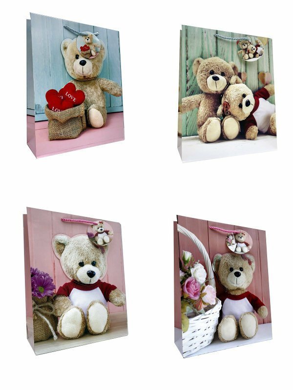 Torebka ozdobna prezentowa 4wz Misie JP 300C 18x23x11cm mix cena za 1 szt