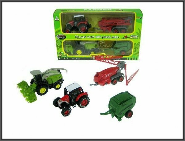 PROMO Traktor i maszyna rolnicza przyczepa 23cm w pudełku cena za 1 szt