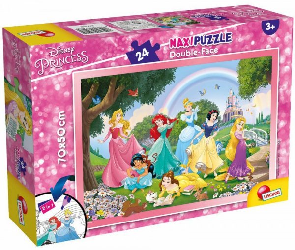 PROMO Puzzle dwustronne Maxi 24 elementy Princess. Księżniczki 74082 LISCIANI
