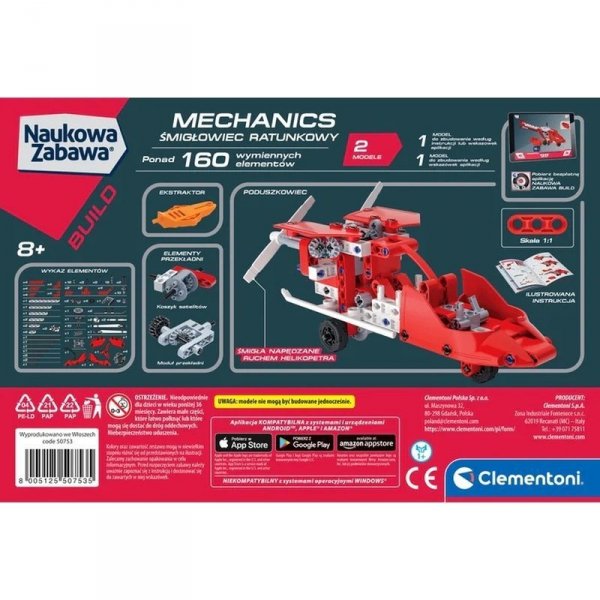 Clementoni Naukowa zabawa. Laboratorium mechaniki. Śmigłowiec ratunkowy 50753