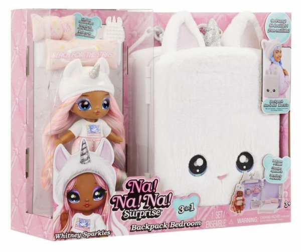 PROMO Na! Na! Na! Surprise 3-in-1 Plecak Sypialnia Unicorn Playset - Lalka Whitney Sparkles 592365